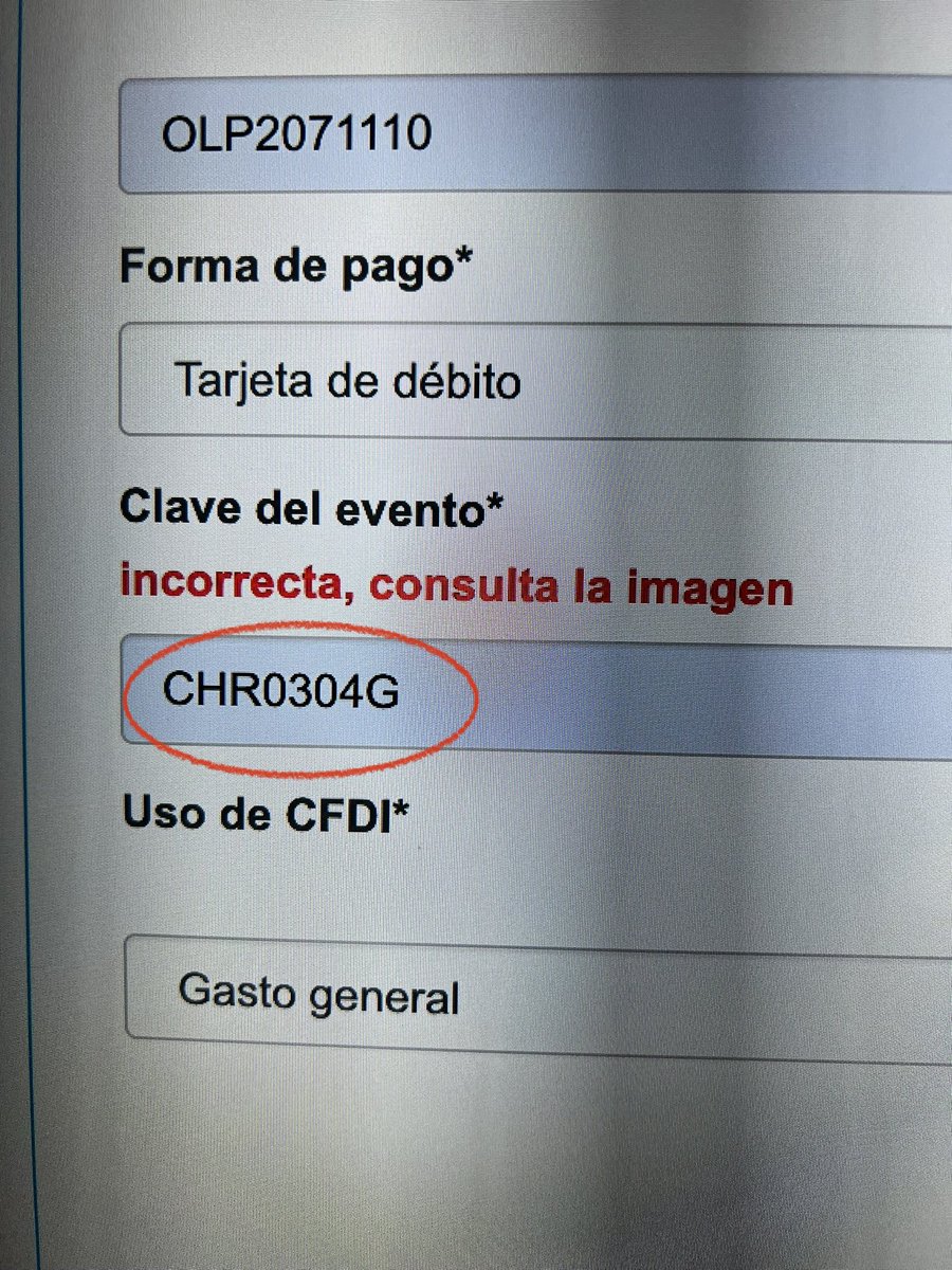 JorgeArriaga's tweet photo. Hola @ServicioTM quiero facturar varios eventos para este mes pero en su página no me válida la CLAVE DEL EVENTO, me pueden invocar como se ingresa, ya que sigo la instrucción de su imagen y no se puede. Gracias https://t.co/vfTfkk0Fod