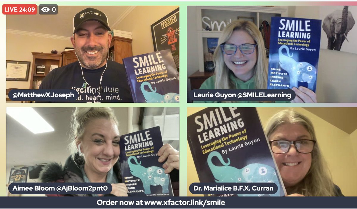 MatthewXJoseph's tweet image. Was great hearing from #SMILElearning author @SMILELearning rocking her #codebreaker gear. And #XfactorEDU partner @digcitinstitute  had a surprise appearance by @mbfxc 
Cover designer @AJBloom2pnt0 stopped in too. Check out interview here youtube.com/live/9Ybi2w3Pz…