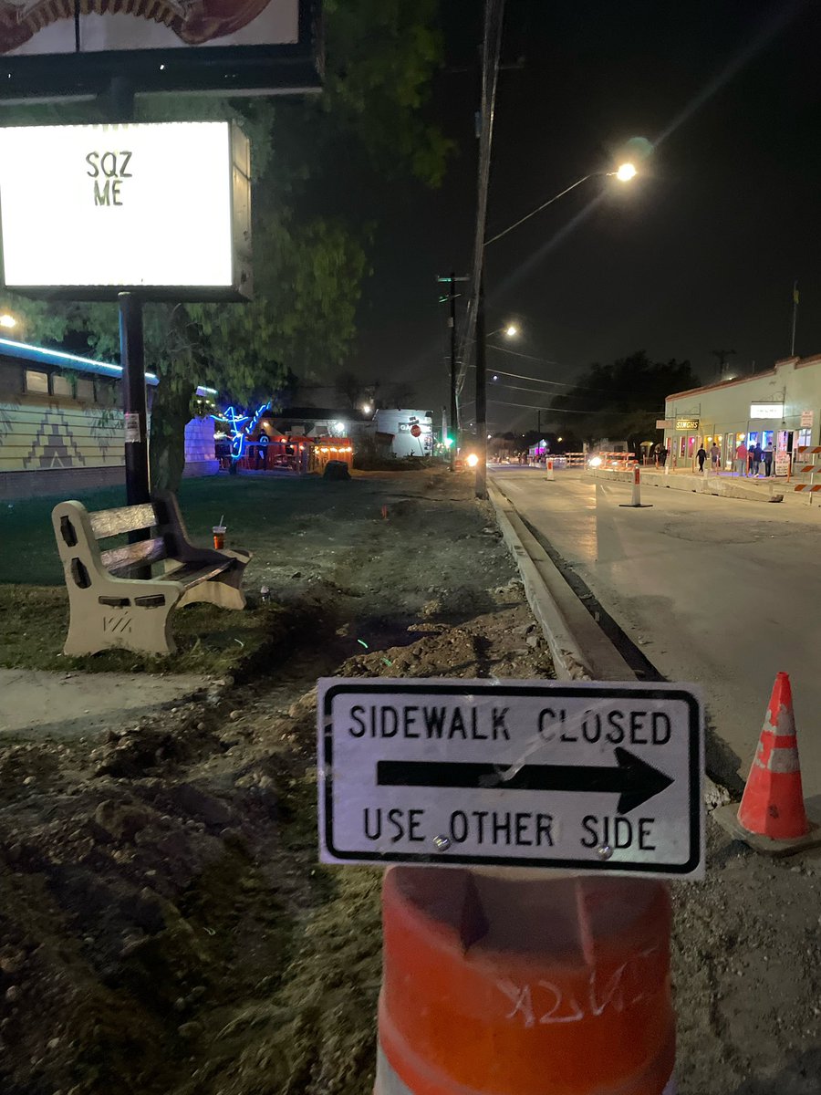 Overdue N. St. Mary’s construction update: Today I was informed that we cannot even get our commercial trash cans emptied because the trucks cannot reach us- Also, week 2? (who even fucking knows anymore) without a sidewalk, and STILL no grant $.