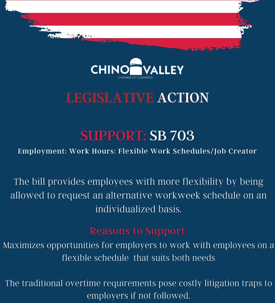 ChinoValleyCC's tweet photo. #CVCC has taken action on the following bills to support your business. 🖊️👔
For more information on these bills and our political advocacy efforts, please visit: https://t.co/AngnSKX8zI
#chinovalleychamber #politicaladvocacy #legislativeaction https://t.co/BeCpCxnx1s