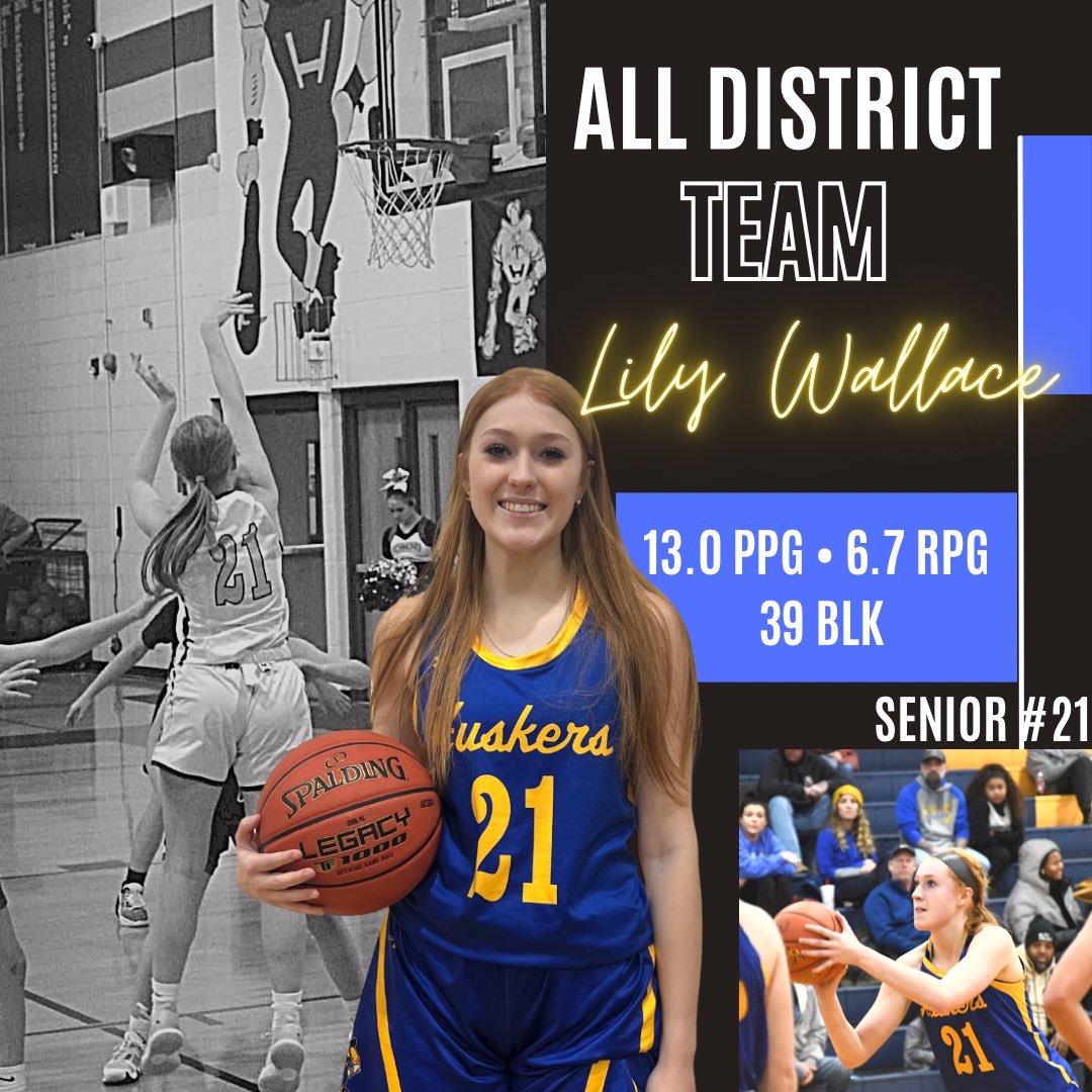 Now 3x All District Team Senior #21 Lily Wallace 👏🏻 This girl has put her heart and soul into the sport over the years, it shows in her stats and awards she’s collected since a freshman. Way to end your basketball career Lily with 1069pts, 930reb, and 199ast. <a href="/lily_wallace_/">lily wallace</a>
