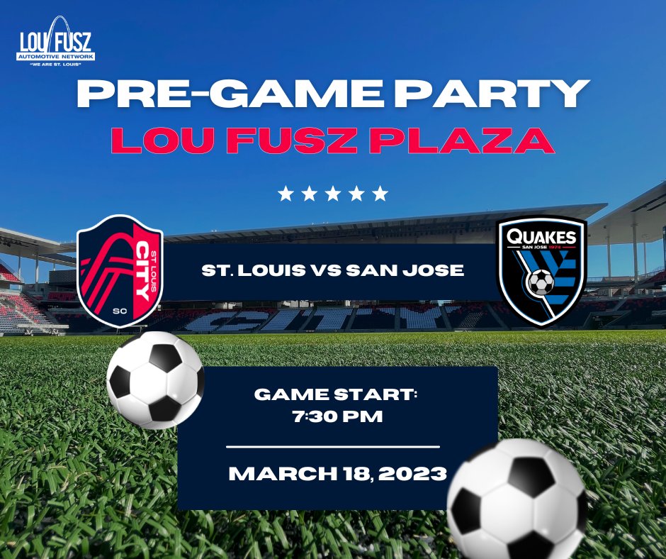 Stop by and see us on the Lou Fusz Plaza at Citypark Saturday, March 18th for the second STL CITY SC game! There will be music, giveaways, vehicle displays, and more!

#stlcitysc #soccer #loufuszautomotivenetwork #loufusz #fuszfamily #MLS