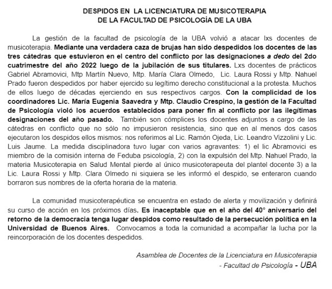 Nos echaron de la UBA.