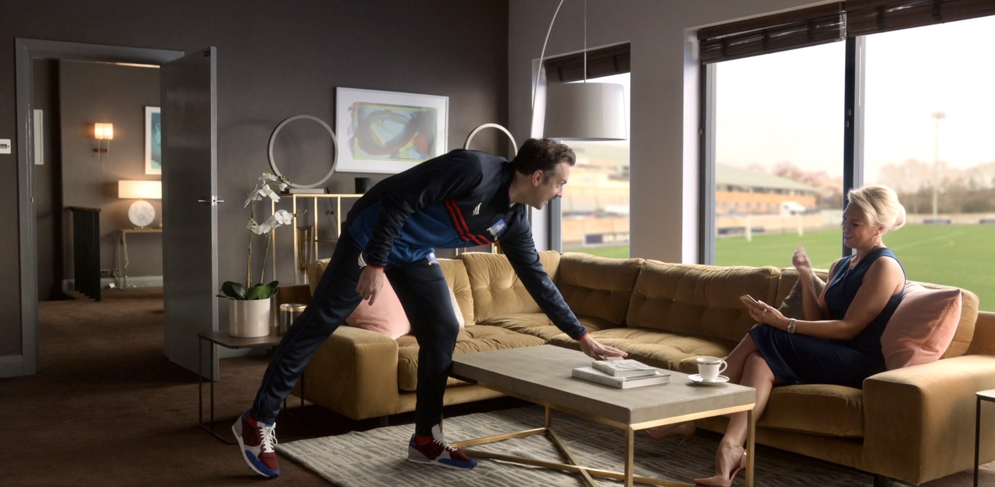 Rebecca Welton's Wardrobe on X: Here's a fun fact for you #TedLasso fans.  The sofa in Rebecca's office (since S02) is the Hendricks sofa from  Habitat, bought second hand and reupholstereddyed by @