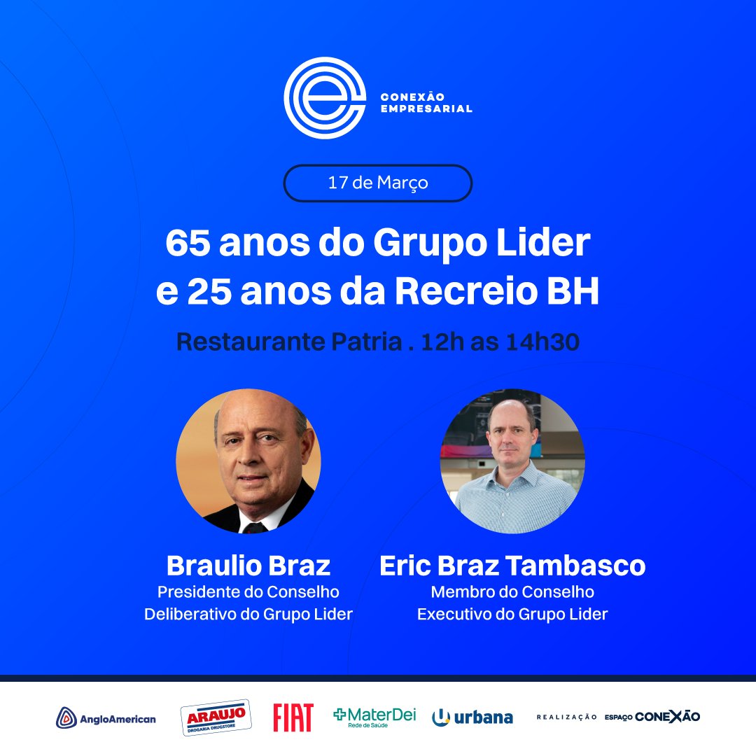 VIVER_BRASIL's tweet photo. 65 anos do Grupo Líder e 25 anos da Recreio BH!
Um momento de celebração com os convidados Braulio Braz, Presidente do Conselho Deliberativo do Grupo Líder, e Eric Braz Tambasco, Membro do Conselho Executivo do Grupo Líder.
https://t.co/eTNYSzhbEs https://t.co/CMapAWfswH