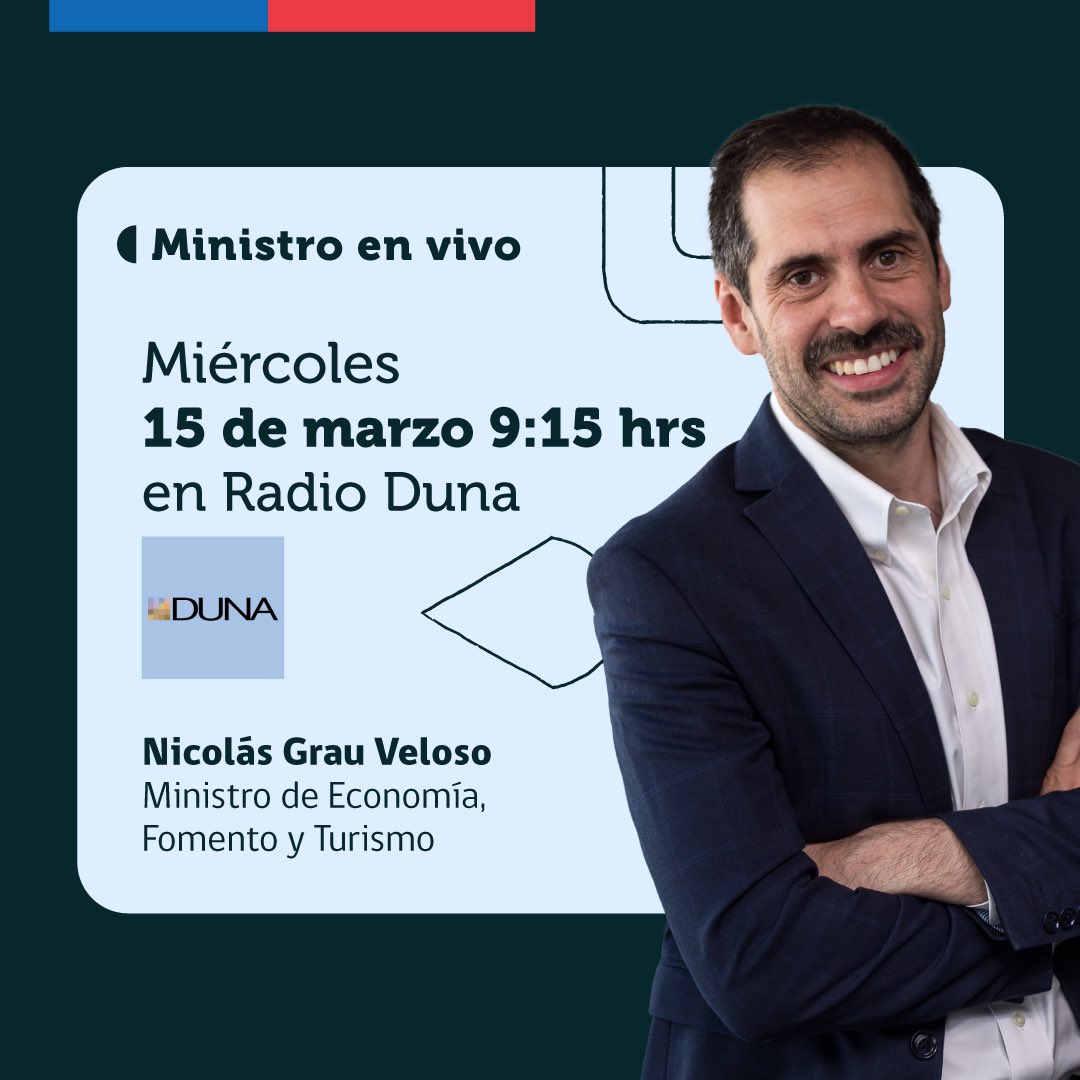 📻#Prensa| El ministro de Economía, Nicolás Grau, estará mañana, desde las 9:15 horas, en <a href="/radioduna/">Radio Duna</a> 

En vivo por: duna.cl