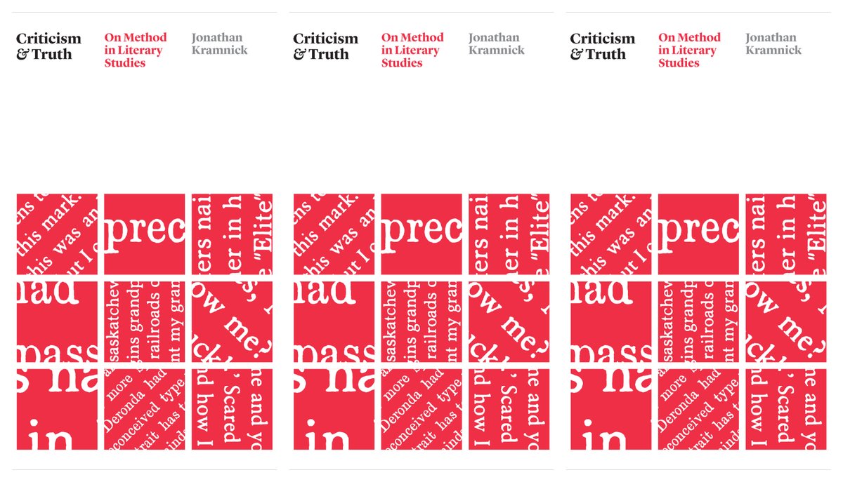 alnthomas's tweet photo. Cover reveal: Jonathan Kramnick's "Criticism &amp; Truth"--on the fine arts of close reading and quoting well--coming this Fall in the Thinking Literature series @UChicagoPress https://t.co/YeybGewZ3q https://t.co/61dfD0JAEL
