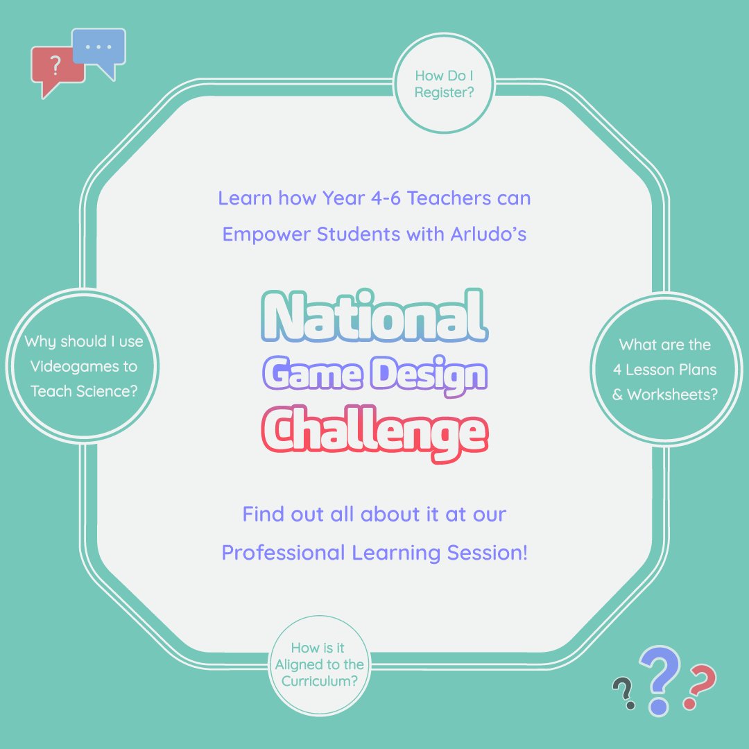 arludo's tweet photo. Walkthrough #ArludoGDC at Thursday's #ProfessionalLearning session about:

1️⃣ How to register
2️⃣ How the Challenge is aligned with the curriculum
3️⃣ How videogames can teach science
4️⃣ The four lesson plans and worksheets provided
5️⃣ The prizes on offer!

@DARTLearningNSW https://t.co/G7LonFVhy0