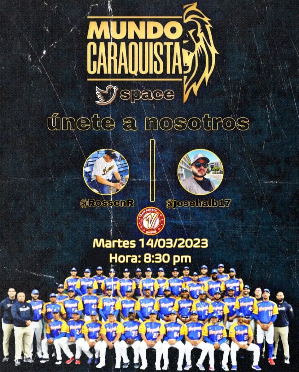 🚨ALERTA SPACE🚨

A las 8:30pm estaremos en Space comentando el juego del día de hoy de nuestra selección de Venezuela #LaQueNosVuelveLocos estaremos allí @RossenR y mi persona!

TE ESPERAMOS‼️

#MundoCaraquista #WorldBaseballClassic #WBC2023