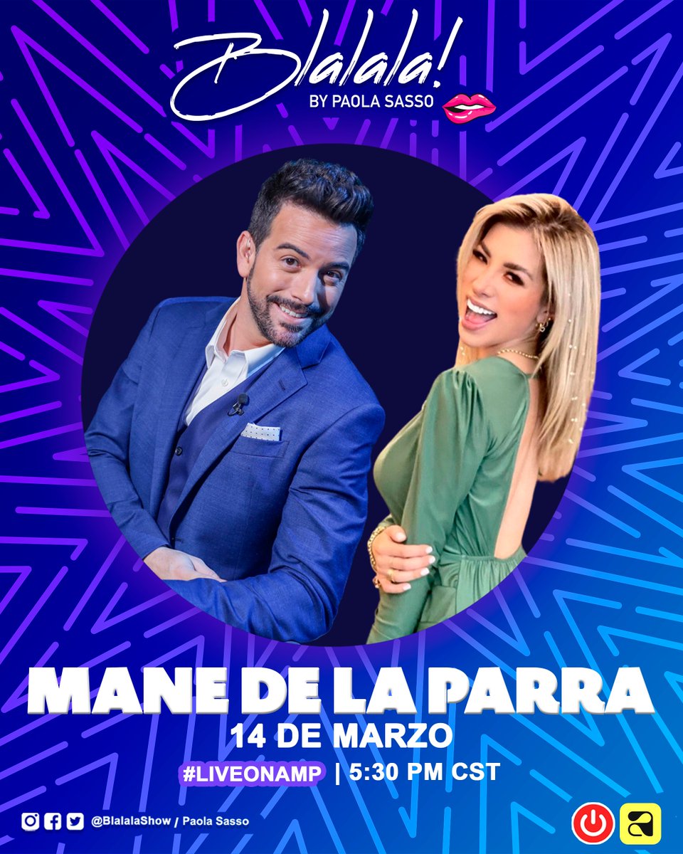 BlalalaShow's tweet photo. Ya estamos en vivo en #BlalalaShow by @pao_sasso  por @onamp y nuestro invitado estrella es @manedelaparra 🔥

El hashtag de hoy es #YoAdmiro, participa con nosotros, te estamos leyendo 🤩

#LiveOnAmp 📲 https://t.co/41KQSZQnxL https://t.co/hGlCNhRoLo