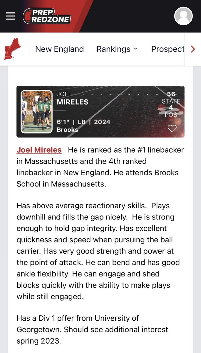 Thank you @NGP_CoachSilva and @PRZPAvic for ranking me the #1 Linebacker in my state and 4th in New england. Really appreciate the write up. #NeverSatisfied #TMC  <a href="/PactPerformance/">Pact Performance</a> <a href="/BrooksFb/">Brooks School Football</a>