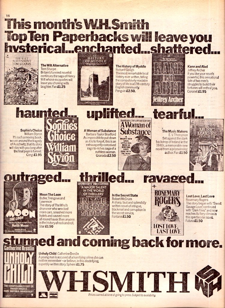Graeme Wood on Twitter "RT woodg31 In 1981 This month's WHSMITH Top