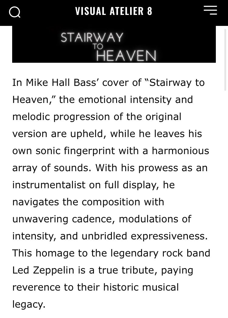 MikeHallBass's tweet photo. Huge shoutout to Fernando over at  @visualatelier8 for this awesome review of my solo bass rendition of “Stairway to Heaven” 🙏

Be sure to check out the full cover on YouTube here: https://t.co/uFpeDB97aW https://t.co/2Wk6xjKgGZ
