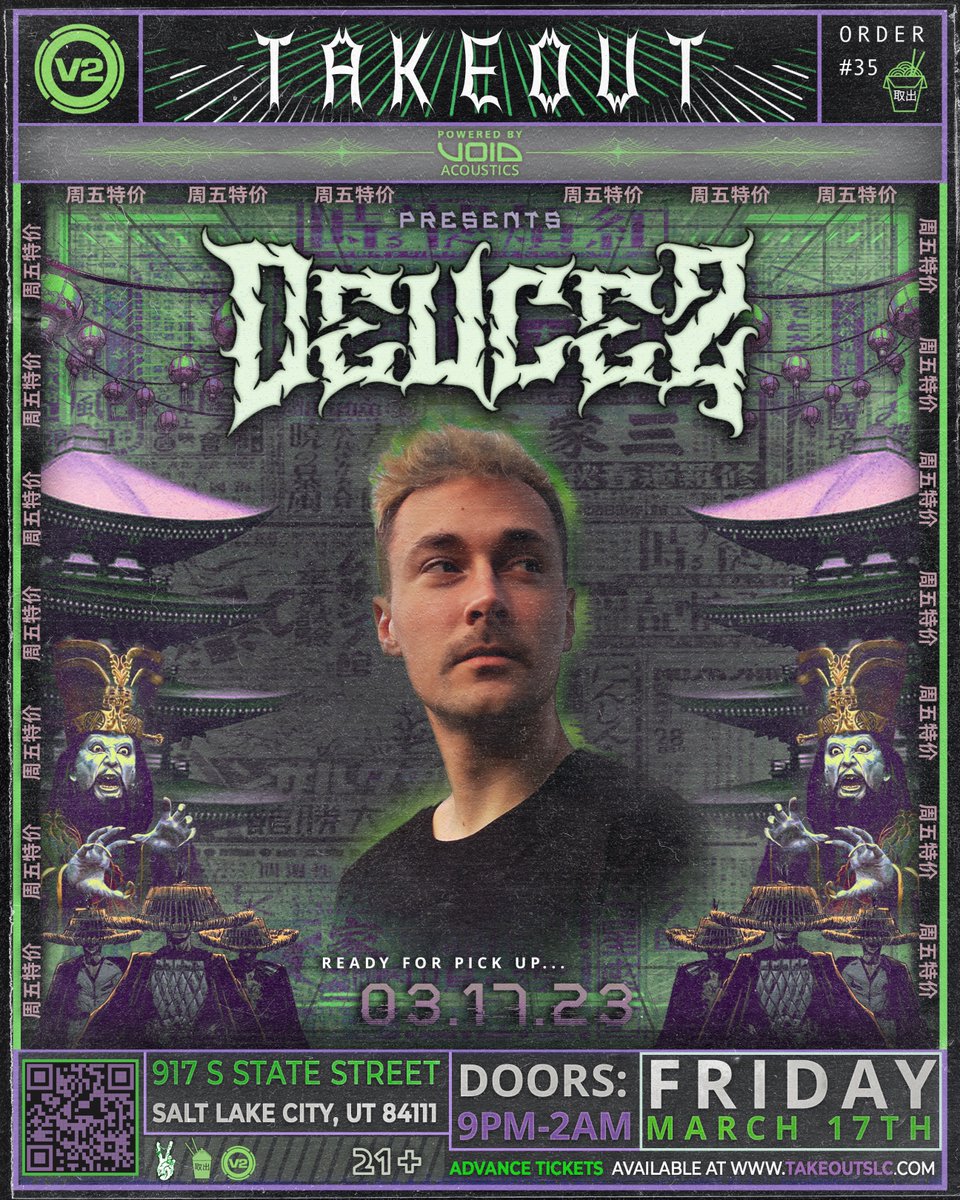 #NEWSHOW Hitem Wit the @WeAreDeucez at <a href="/takeoutslc/">TAKEOUT</a> this weekend! Come check out Salt Lake City’s newest club powered by Void Acoustics! 🥡🔊

Tickets on sale  →  takeoutslc.com