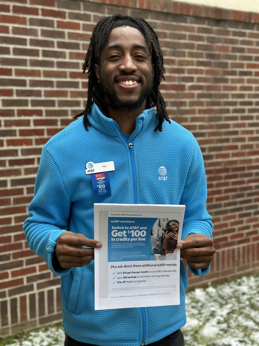 Yassersek's tweet photo. AARP and AT&amp;T save money with the best 5G network nationwide.
You looking for discounts?
Call Tae at AT&amp;T Reynoldsburg #THEBURG  #lifeatatt @Jon_Russell__ @oliveiramikeO @SallieKohan @KemmerlingAdam @Zoeek17 @keroninc https://t.co/3jBszNFkoH