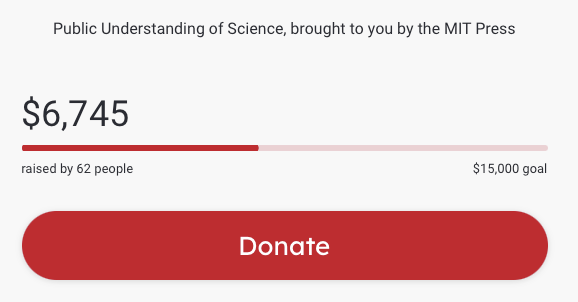 mitpress's tweet photo. $6,700! Thank you all so much for your support. π₯Ή
Please consider supporting our Public Understanding of Science initiative today: https://t.co/h4awiwQ5au
#MITPressChallenge https://t.co/iSCujokIM9