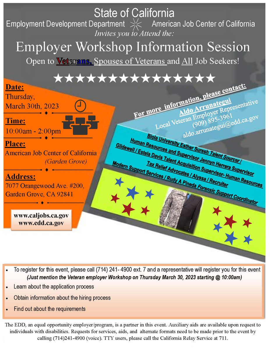 AWConnection's tweet image. Seeking employment? Job Fair Coming Soon! Mark your calendar. 
#Jobs #AWConnection #EDD
