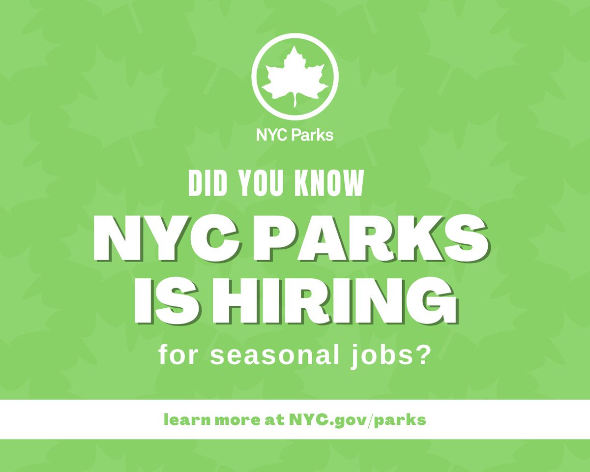 NYCYouth's tweet image. Exciting news! @NYCParks is hiring for seasonal positions. If you're looking for full-time or part-time work, apply now and be part of the team that maintains and beautifies our city's parks. 

Check out their job openings: nycgovparks.org/opportunities/…

#NYCParks #JobOpenings