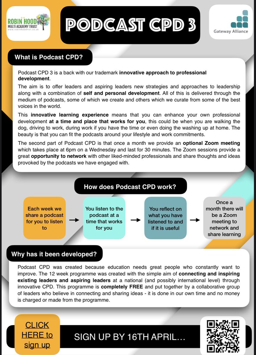 Steve Taylor (@tambotaylor) on Twitter photo #PodcastCPD is back and going live after Easter. If you’re a leader in school or aspiring leader and you want to join free CPD built around your schedule, register via docs.google.com/forms/d/e/1FAI… #ukedchat <a href="/gatewayteach/">Gateway Alliance</a> <a href="/PODCAST_CPD/">Podcast CPD</a> #edutwitter #PodcastCPD is back and going live after Easter. If you’re a leader in school or aspiring leader and you want to join free CPD built around your schedule, register via docs.google.com/forms/d/e/1FAI… #ukedchat <a href="/gatewayteach/">Gateway Alliance</a> <a href="/PODCAST_CPD/">Podcast CPD</a> #edutwitter