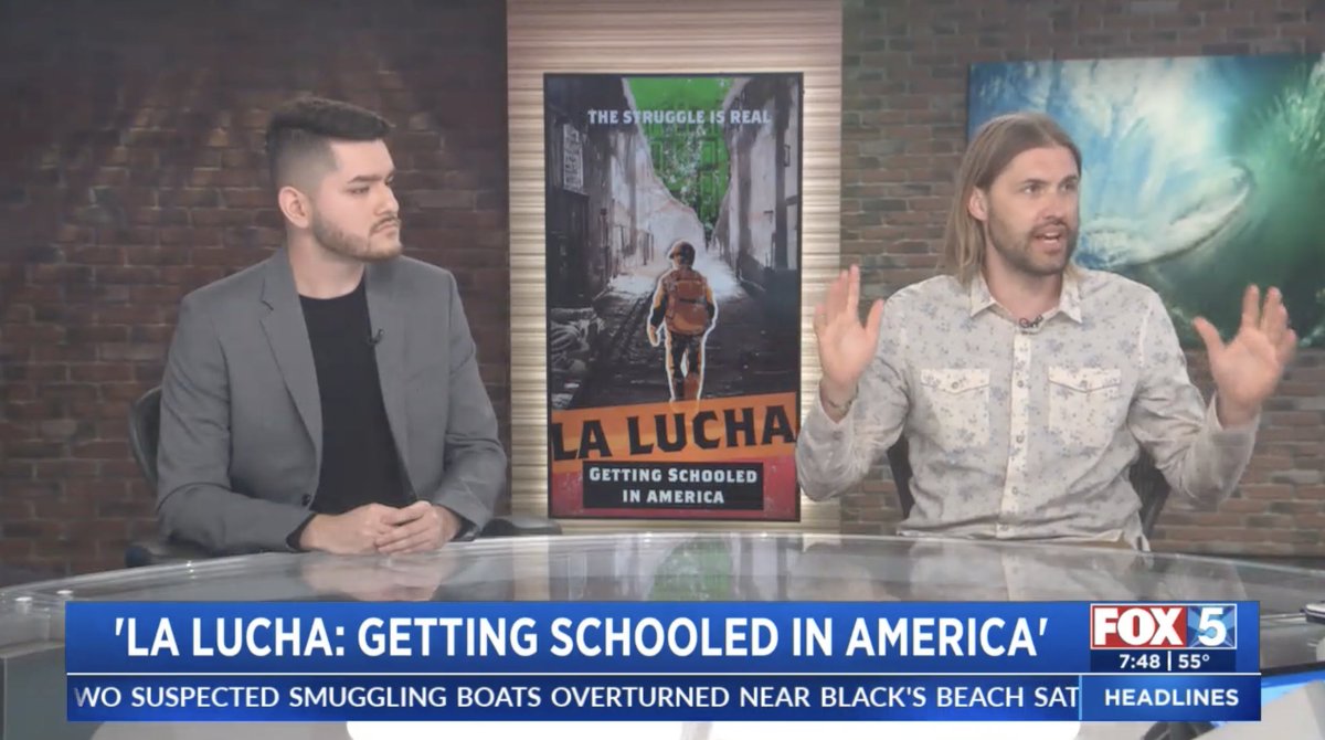 LALUCHAFILM's tweet photo. Director Rand Courtney and cast member Rudy Rivera talk La Lucha: Getting Schooled in America with @fox5sandiego about #socialemotionallearning #mentorship and the state of our education system. We desperately need #educationreform https://t.co/kmesWtntfc
