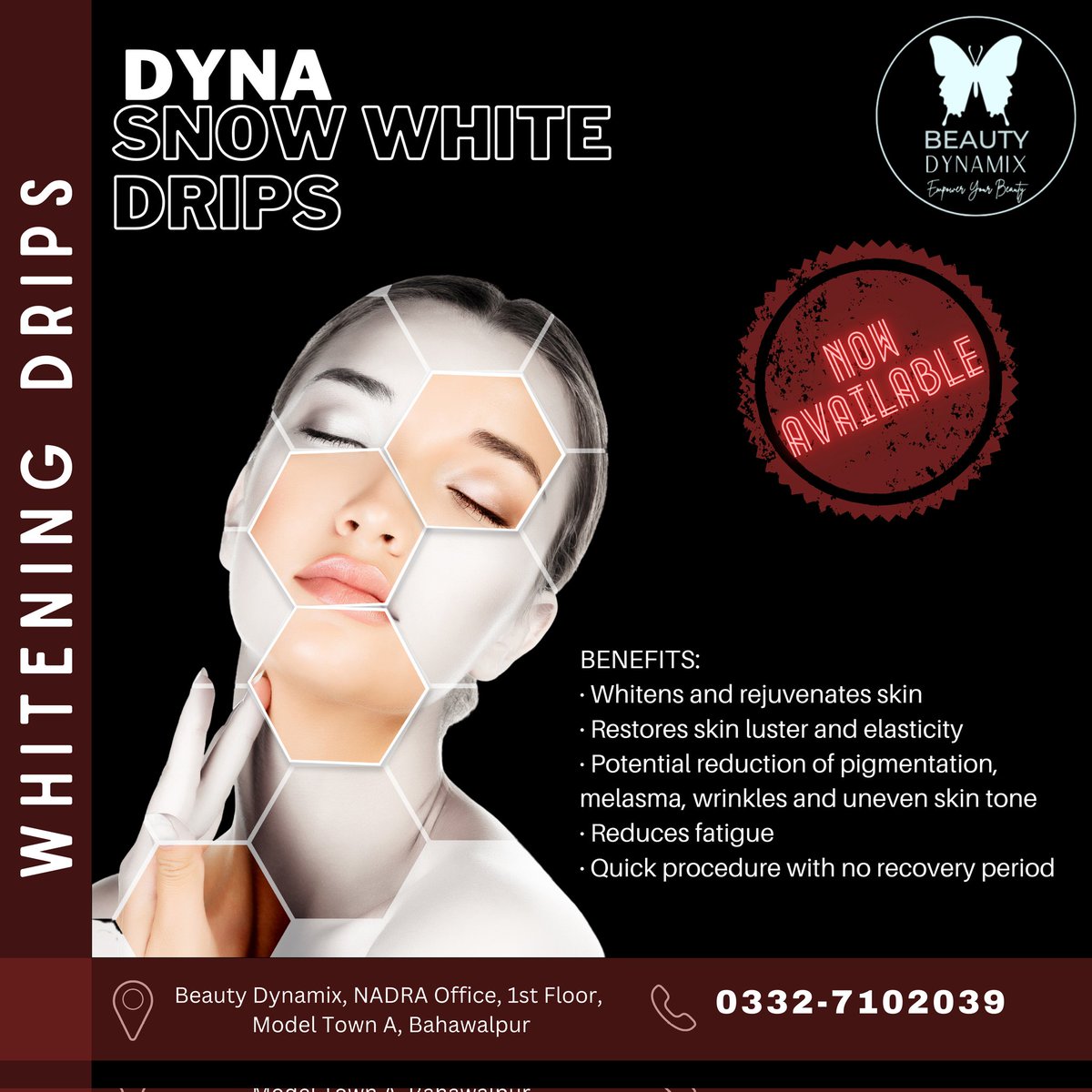 dynamix_beauty's tweet photo. Transform your skin with our effective #DYNA Snow White Drips!
Say hello to a bright, confident look. With our professional and safe formula, you'll see visible results in a few sessions.
#snowwhite #whiteninginjection #glutathioneinjection #skinwhiteningtreatment #beauty https://t.co/Wb78eBPd0W