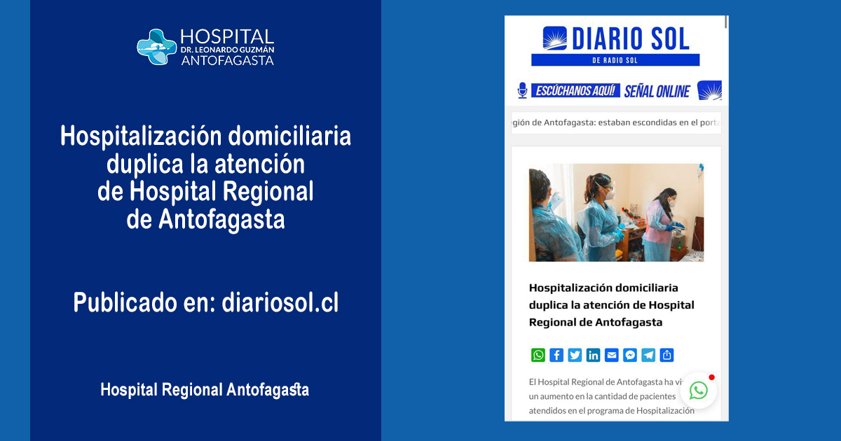 HospitalAntof's tweet photo. Te invitamos a ver esta noticia sobre el programa de Hospitalización Domiciliaria del #HRA publicada en Diario Sol / @radiosolchile 

https://t.co/vokXdBjl2U https://t.co/hWrutFQSIF