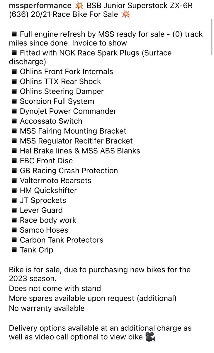 💥💥FOR SALE💥💥

BSB JUNIOR SUPERSTOCK 636 REFRESHED READY TO GO! 🏁

See below for more images, Spec &amp; Price Details. 
DM us for any further info! 
instagram.com/p/Cpx8Dn2ILsJ/…