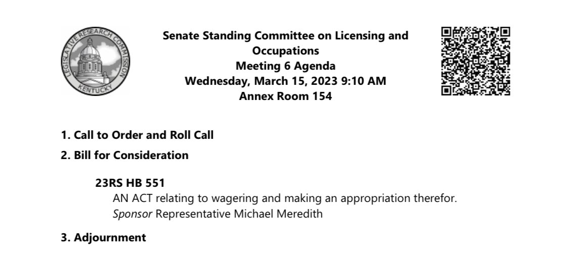 John F. Cox on Twitter "RT SportsBettingKY BREAKING House Bill 551