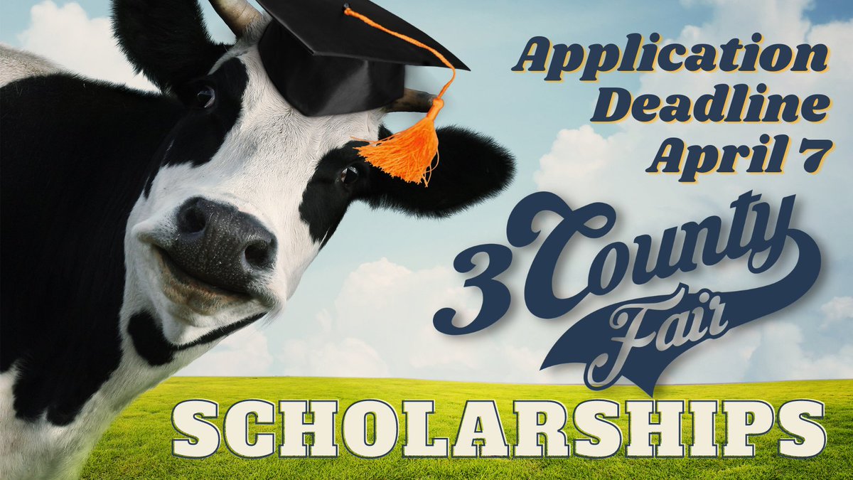 ThreeCountyFair's tweet photo. Attn: High School Seniors! @ThreeCountyFair is accepting applications for our annual scholarship awards. Those with AG experience, pursuing an AG career, and prior involvement at the Fair are encouraged to apply. View application &amp; full details at:  https://t.co/UYJA2CLatm https://t.co/cnogUgrgyU