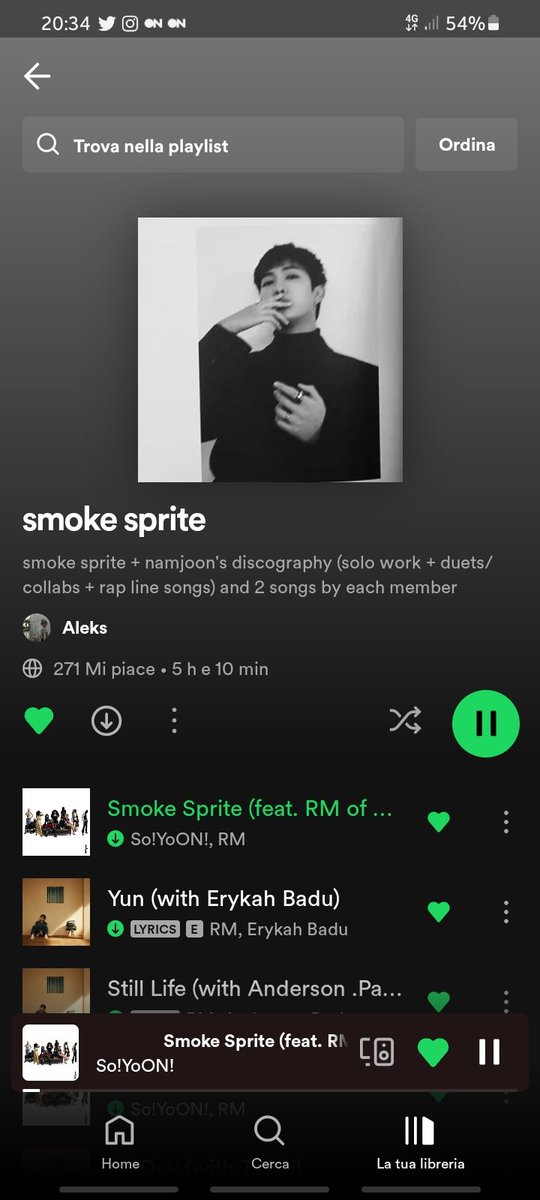 <a href="/RmNotizie/">NAMJOON ITALIA</a> <a href="/RMGlobalUnion/">RM RPWP Union⁷ #RightPeopleWrongPlace</a> <a href="/BTSItalia_twt2/">BTS Italia² 💜</a> Capolavoro 💎 Continuiamo a dare il nostro supporto al nostro leader, lui se lo merita! #SmokeSpriteitalysp #RM

I'm listening to #SmokeSprite by #Soyoon of (<a href="/se_so_neon/">새소년 SE SO NEON</a>) feat. #RM of BTS (<a href="/BTS_twt/">방탄소년단</a>) stream now on all platforms