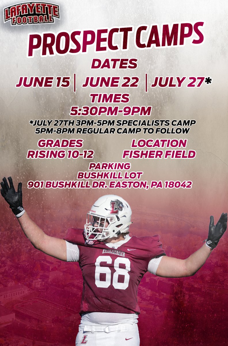 UPDATED CAMP DATES‼️ EARN YOUR SPOT 🐆 #CLIMBTHEHILL lafayettefootballcamps.totalcamps.com/shop/EVENT