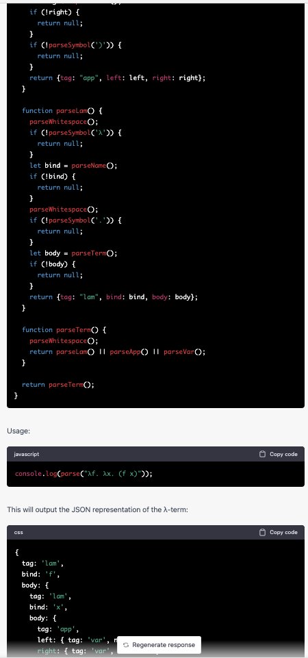 VictorTaelin's tweet photo. Here is my demo of GPT-4's power. I've asked it to write a recursive λ-Calculus parser in JavaScript. It outputted a 100% clean working function. GPT 3.5 failed every time. I've then asked it to convert it to Python, and add sarcastic GLaDOS comments all over the code. Nailed it. https://t.co/XfN1CTTR0t