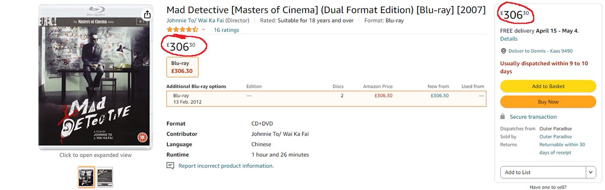 Uhhhh.... SOOOOOO Tempting... Right?? #MadDetective 

#JohnnieTo #MastersofCinema #MOC #Eureka #NeedsaReprint #OutofPrint #PhysicalMedia #BluRay