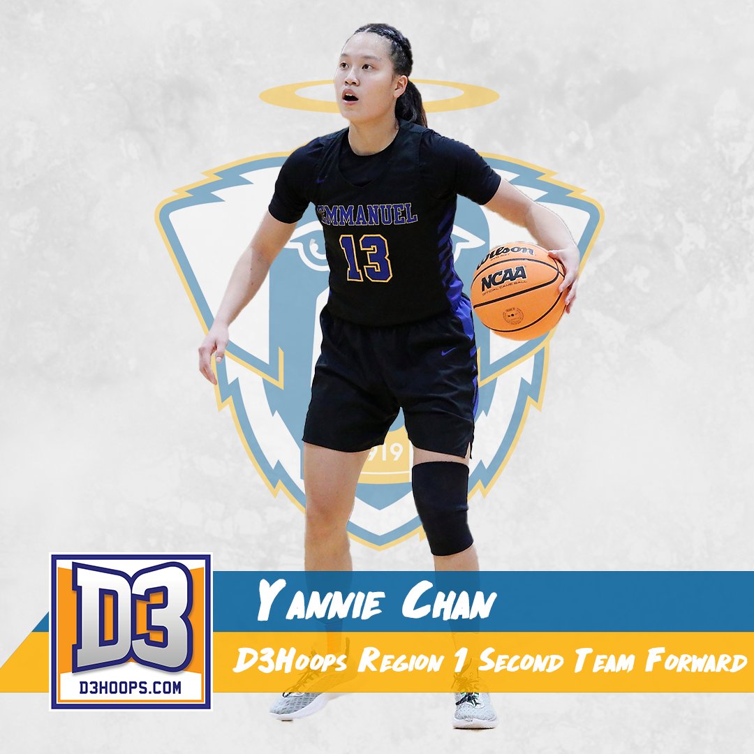 Saints WBB sophomore Yannie Chan has added to her honors from the 2022-23 season after being named to the D3Hoops.com Region 1 Second Team at forward!! Chan adds this to her GNAC Player of the Year and All-GNAC First Team Selection honors!! #GoECSaints
