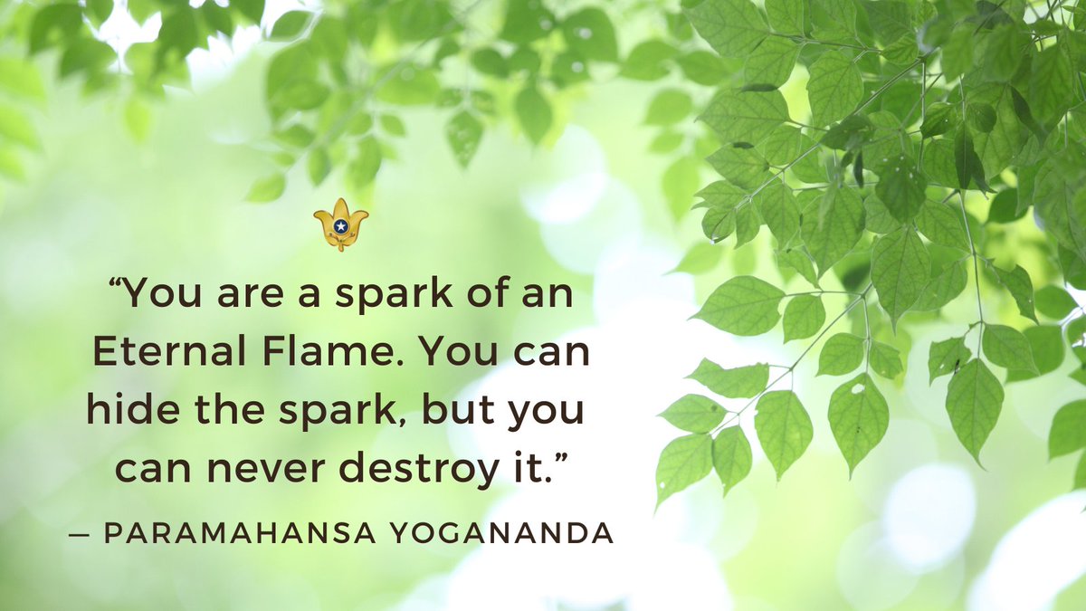 srfyogananda's tweet photo. “You are a spark of an Eternal Flame. You can hide the spark, but you can never destroy it.” — Paramahansa Yogananda 
#Yogananda https://t.co/Et7ZWY19om