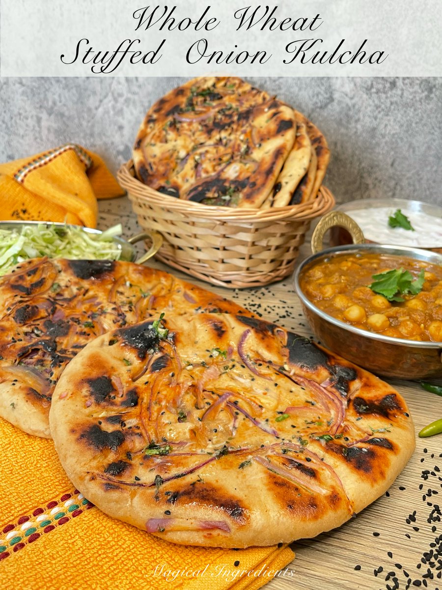 magicalingrdnts's tweet photo. #WholeWheat #Stuffed #Onion #Kulcha are easy to prepare at home and make a #delicious #meal. This is stuffed with #flavored onions, #greenonions, and topped with onions and kalonji, and brushed with #garlic #butter! #breadbakers #flatbreads #tasty https://t.co/1JvglwJf6I https://t.co/j4weX2vk6H