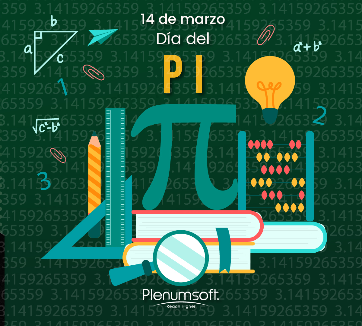 Hoy martes 14 de marzo se celebra el Día del Número #Pi 2023, una fecha no oficial para la celebración de una de las constantes matemáticas más relevantes.

#Tecnología #innovación #Plenumsoft #DesarrollamosTalentos