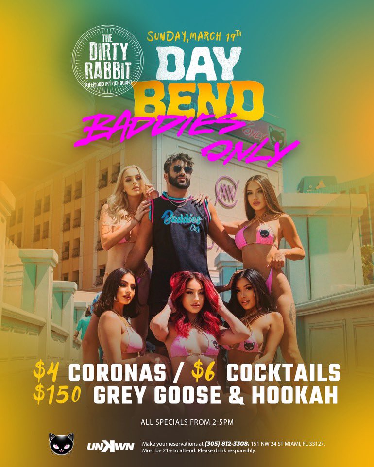 SteveRompeBollo's tweet photo. Sunday weβre getting a bit baddie with the vibes ππ early arrival is recommended and suggested just saying.. say βSTEVENβ at the door for free entrance or just contact me for table reservations π²π² #DayBend https://t.co/KCNOwg5TBa