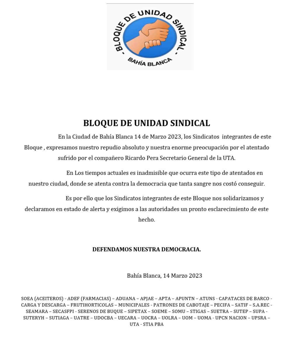 #Prensa  #Comunicado  Nos solidarizamos con las y los compañeros  de uta #BahiaBlanca