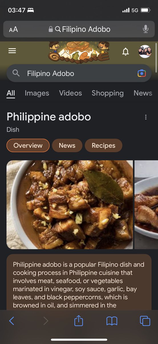 rowfysly's tweet image. For today’s Google Doodle!

Seeing this makes me so happy (and hungry 🤤)

#GoogleDoodle #Google #GoogleHomePage #Adobo #PhilippineAdobo #FilipinoFood