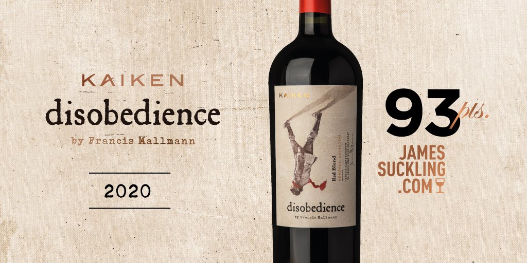 ¡Gracias por el reconocimiento a Kaiken Disobedience, <a href="/JamesSuckling/">James Suckling</a>! 🍷👏