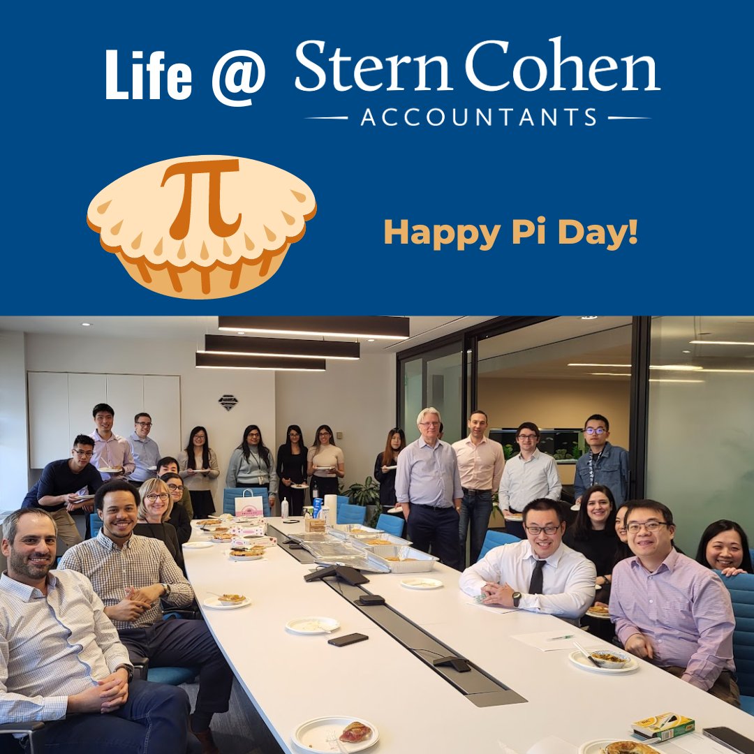 SternCohenLLP's tweet photo. It's Pi day at Stern Cohen! CONGRATS to our Pi contest winner Benson and THANKS to our organizers Evelyn and Iris. https://t.co/z0MOmgQ4FO