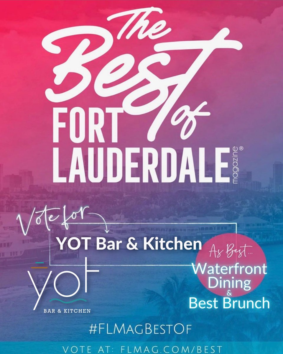 We need YOUR help, VOTE for US! ⭐️⁠
⁠
Consider our SFL locations when voting for your favorite places around Fort Lauderdale! 😊 #SFL⁠
⁠
How To Vote:⁠
1️⃣ Visit FLMAG.COM/BEST⁠

#FLMagBestOf⁠ #yotlmc #seastheday #smokingyot #riostequilabar #voteforus #flmag