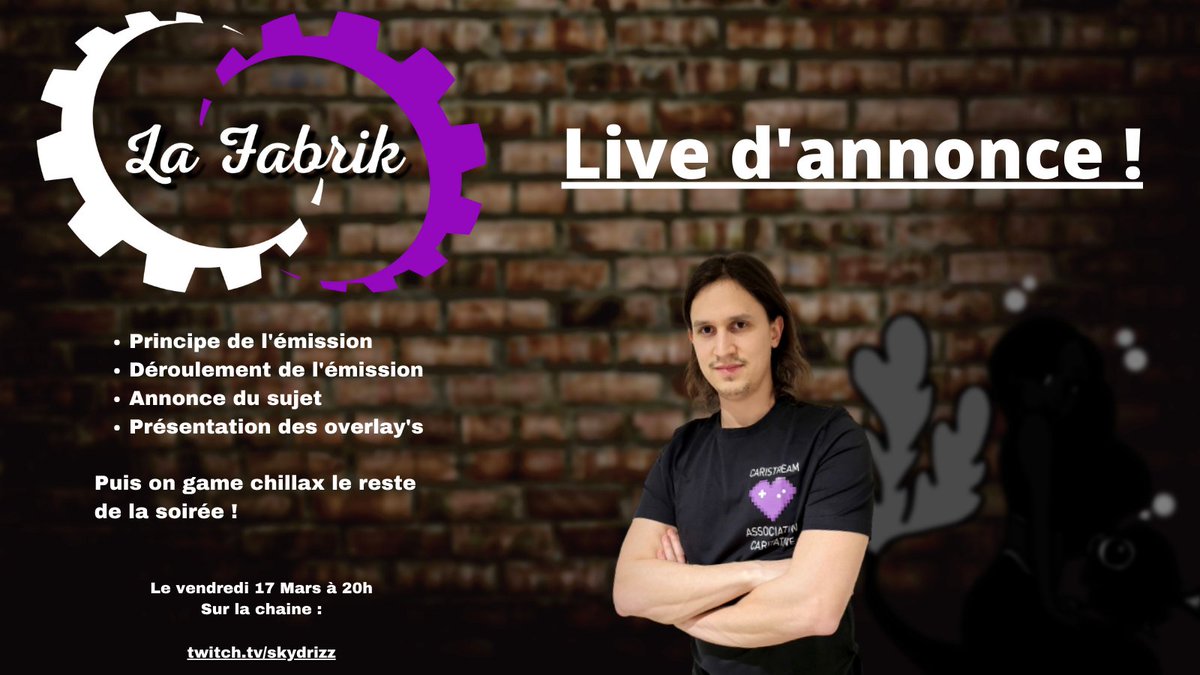🔥🔥🔥

On se retrouve ce vendredi pour un live annonce !

On vous dévoilera les overlay's de l'émission, le principe, son déroulement et le sujet de la première émission !

On en discute ce soir en live ! J'ai vraiment hâte !

Tu as deviné qui m’accompagnera