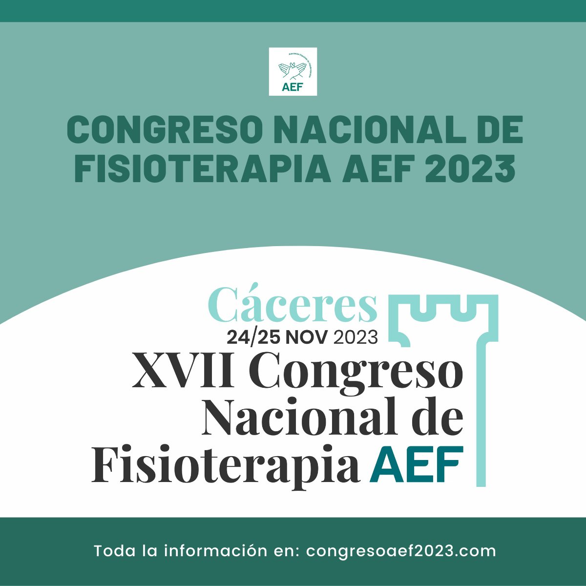 AEF (@aefisio) on Twitter photo 🔝
Ya podéis consultar la web de nuestro #XVIICongresoAEF bit.ly/3mSDIEz
Abierto plazo para presentar comunicaciones y pósteres.
#AhoraEspecialidadesFisioterapia #SoyAEF
<a href="/COFEXT/">COFEXT</a> <a href="/cofiga/">CoFiGa</a> <a href="/FisiosAragon/">Colegio Profesional de Fisioterapeutas de Aragón</a> <a href="/coflarioja1/">Colegio de Fisioterapeutas de La Rioja</a> <a href="/cgcfe/">CGCFE</a> 🔝
Ya podéis consultar la web de nuestro #XVIICongresoAEF bit.ly/3mSDIEz
Abierto plazo para presentar comunicaciones y pósteres.
#AhoraEspecialidadesFisioterapia #SoyAEF
<a href="/COFEXT/">COFEXT</a> <a href="/cofiga/">CoFiGa</a> <a href="/FisiosAragon/">Colegio Profesional de Fisioterapeutas de Aragón</a> <a href="/coflarioja1/">Colegio de Fisioterapeutas de La Rioja</a> <a href="/cgcfe/">CGCFE</a>