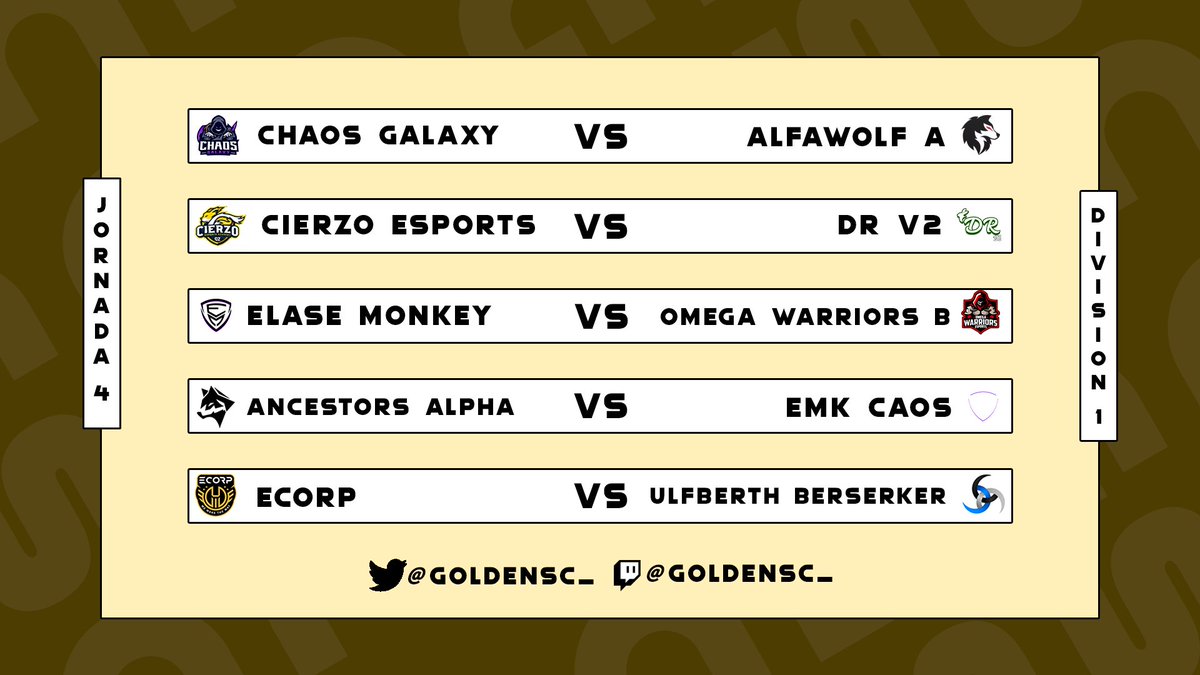 Estos son los enfrentamientos de esta 4ta jornada mucha suerte a todos los equipos y que gane el mejor!