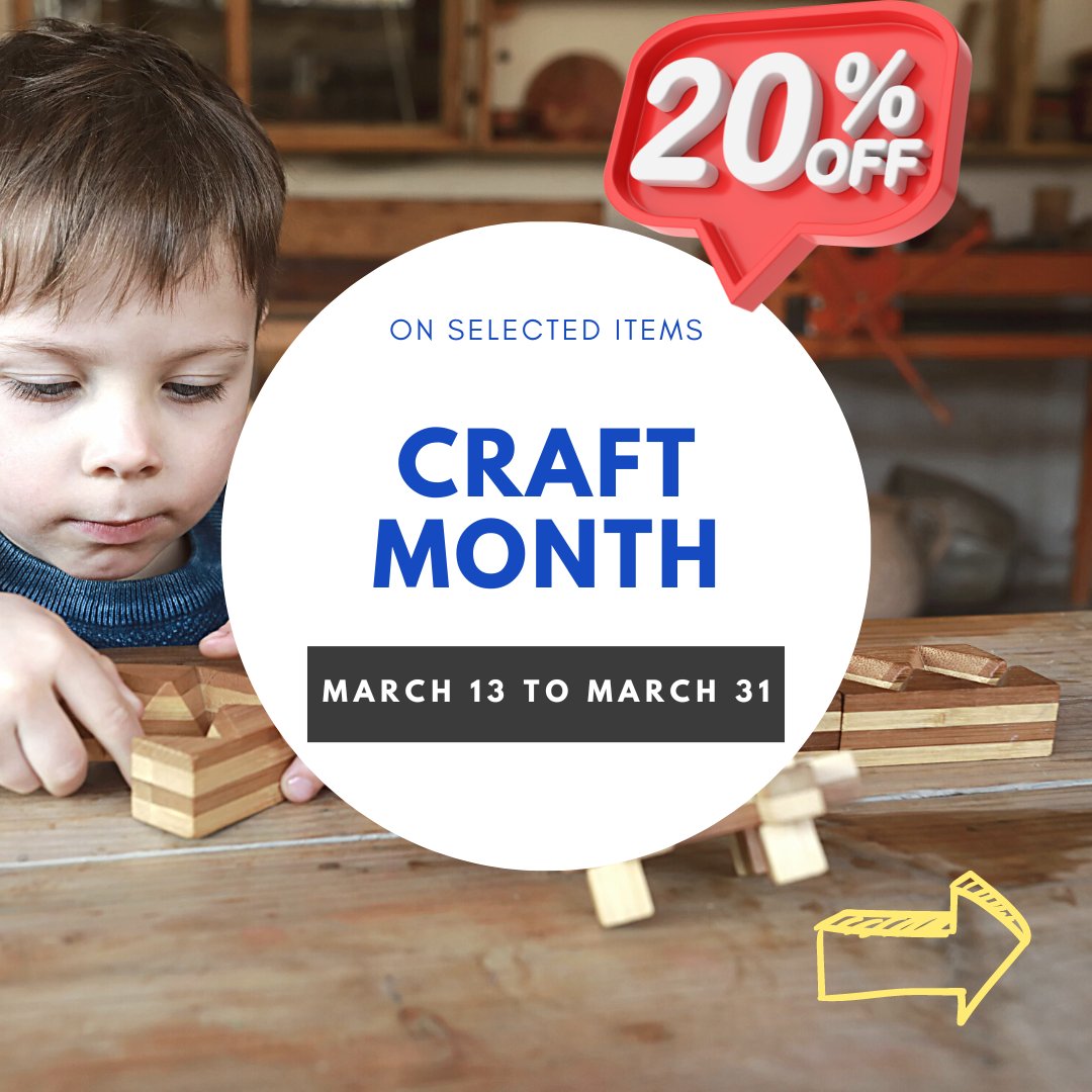 Ready to get creative? 🎨🔨🧶🪡 From March 13 to March 31, we're offering a special promotion to help you explore your crafting skills and save on selected items! Get 20% off on 3D wooden puzzles, DIY kits, and more!
#CraftMonth #DIY #WoodenPuzzles #CraftPromotion #CraftSale