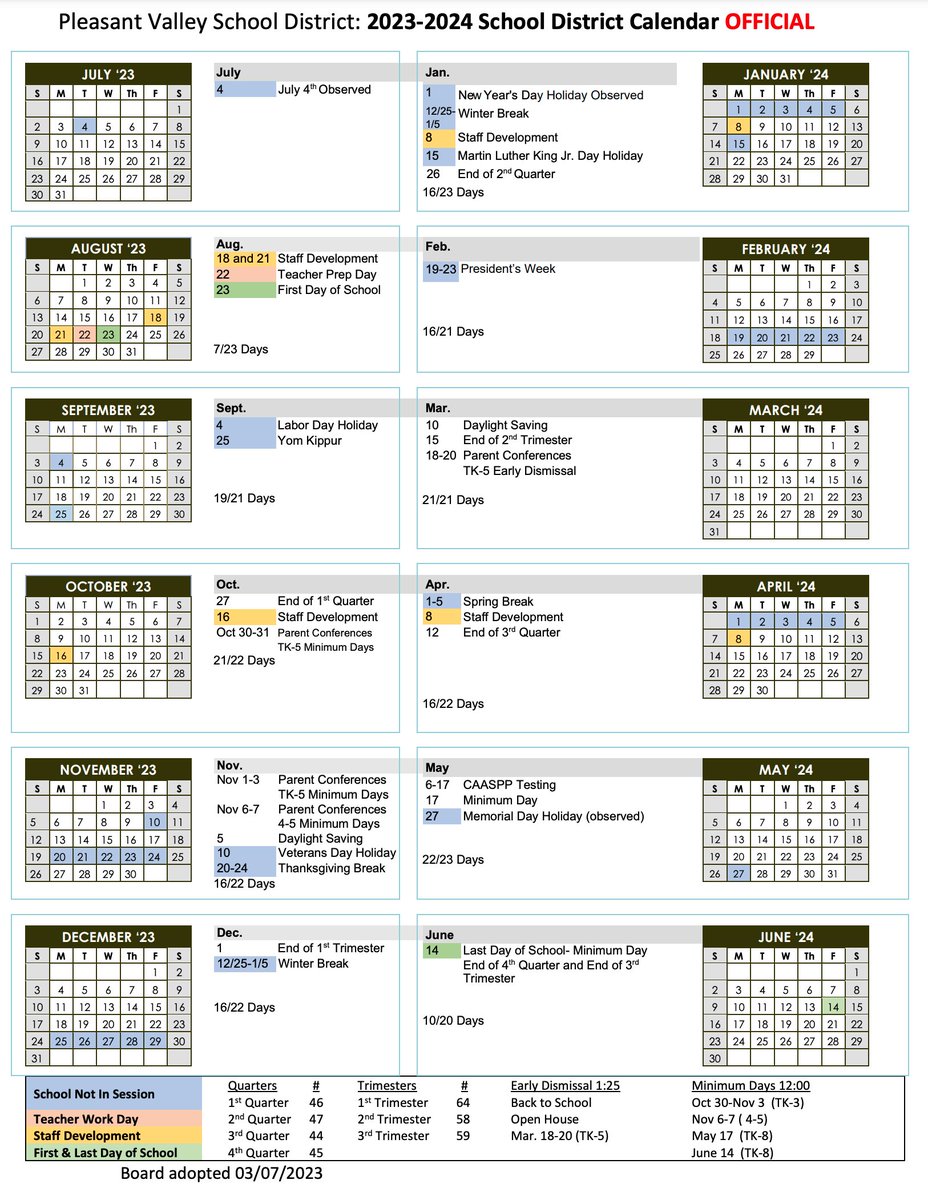 PVSDCamarillo's tweet photo. 2023-2024 PVSD School District Calendar
The 2023-2024 PVSD School District Calendar was recently approved. Please bookmark this page for future reference: https://t.co/AoTezWRIgd
#PVproud #Camarillo #PVSD https://t.co/Nv7VBa9fpE