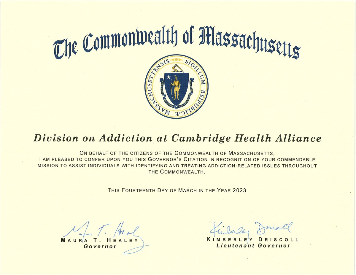 📜 @MassGovernor Maura Healey issued a citation recognizing the Division on Addiction at @challiance’s mission and efforts to assist in the identification of addiction-related issues, including Gambling Disorder, throughout the Commonwealth! #PGAM2023 #GDSD