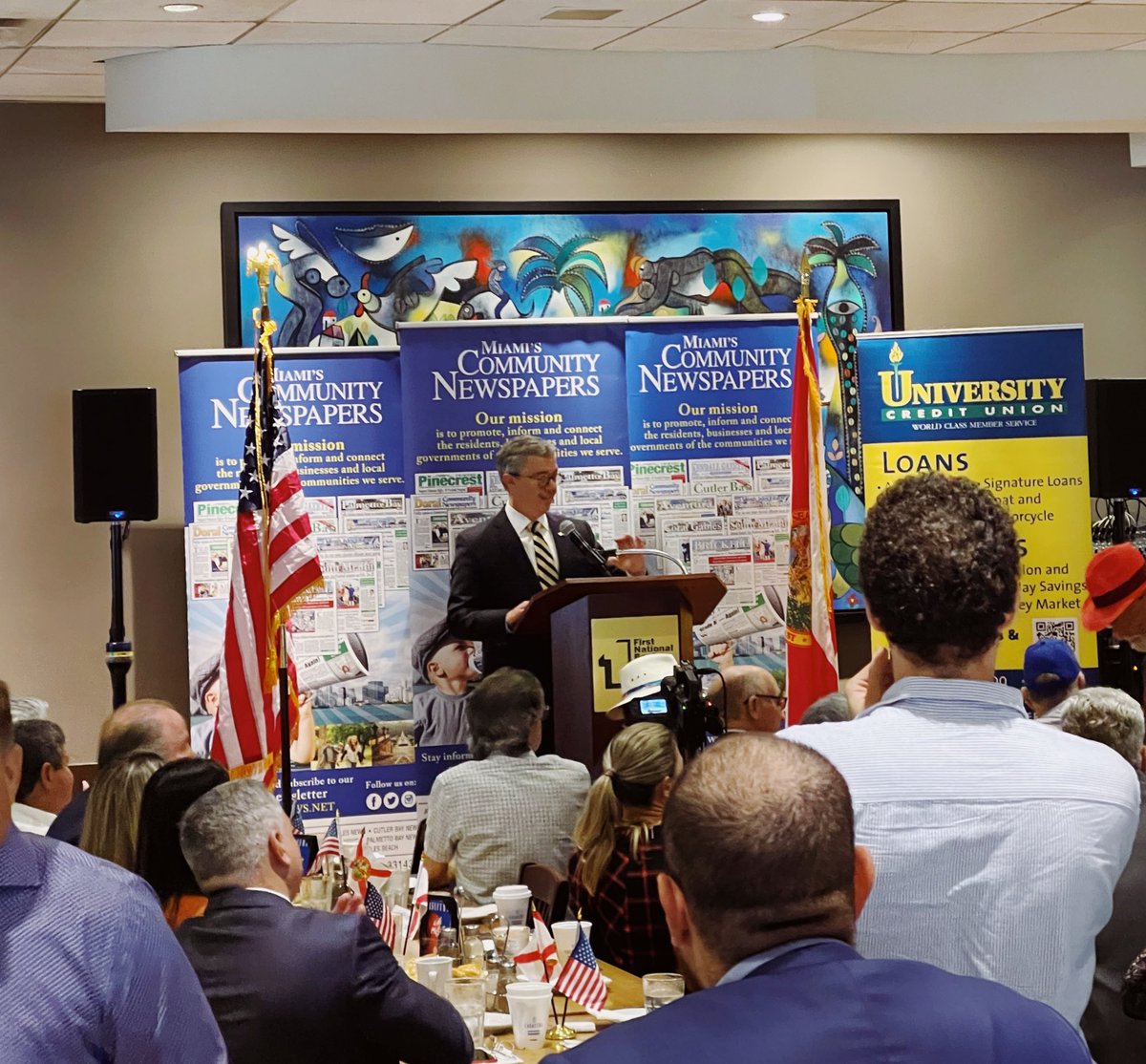 RepCarlos's tweet photo. #TeamGimenez joined Miami’s @communitypapers for a conversation with the newly appointed Dean of @FIU College of Medicine, Dr. Juan Cendan. 

We are glad to have you a part of our #FL28 community Dr. Cendan. 

Go Panthers! https://t.co/7zv9teDNEE
